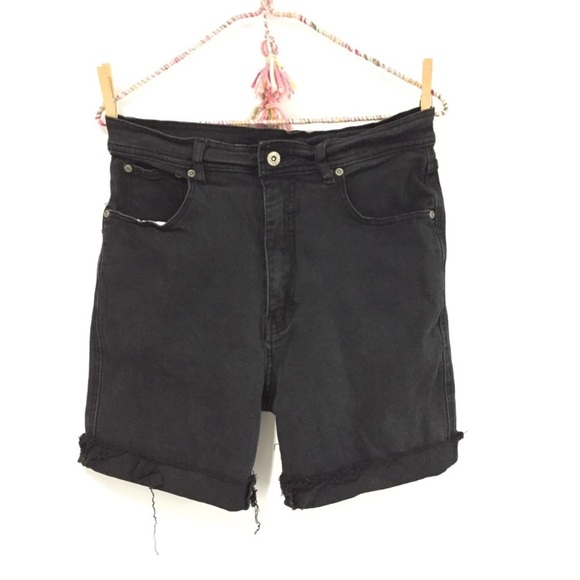 Vintage Pants - Vintage black high waist cutoff denim jean shorts